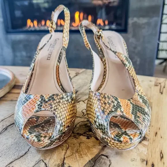 Gastone Lucioli, Made in Italy, Snakeskin Slingback Platform Heel, Women’s 9.5 - Picture 8 of 10